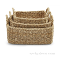 Square Shape Woven Seagrass Basket for Storage